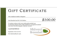 Midwest Broomball <BR> Gift Certificate