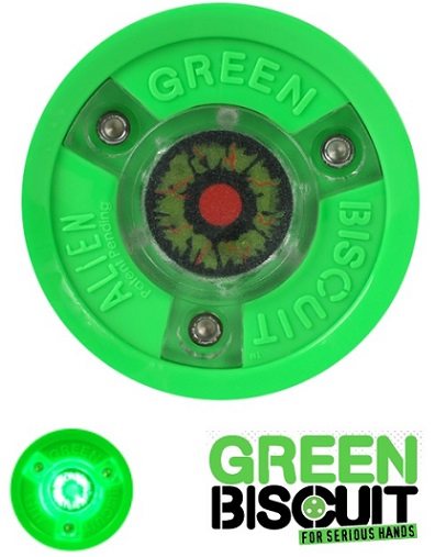 Green Biscuit® Alien <BR> "Light Up" Hockey Puck